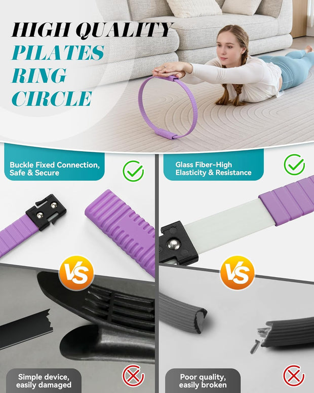 Pilates Ring, 13.5'' Silicone Magic Pilates Ring Fitness Circle, Lightweight & Durable Flexible Resistance Exercise Equipment for Toning Arms, Thighs/Legs, Core, Yoga & Physical Therapy