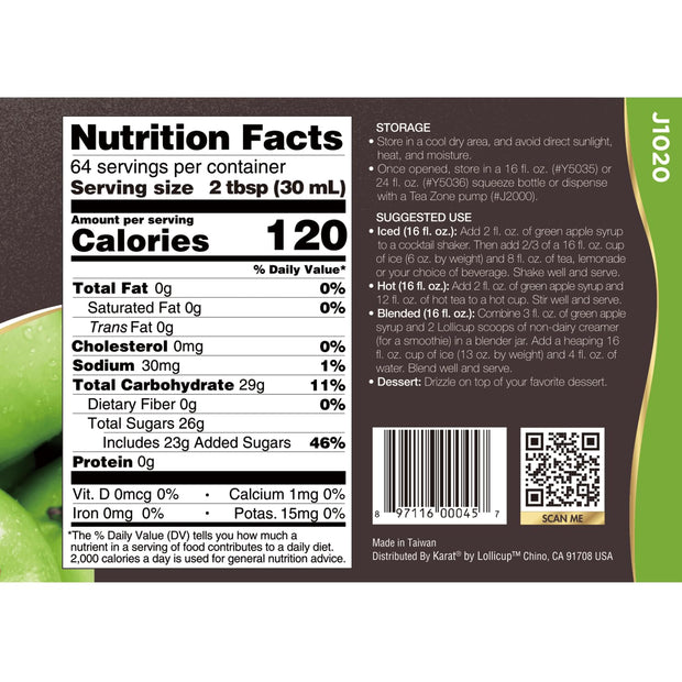 Tea Zone J1050 64 fl.oz Orange Syrup for Tea, Coffee, Sweets, Ice Cream, Cocktails Blending