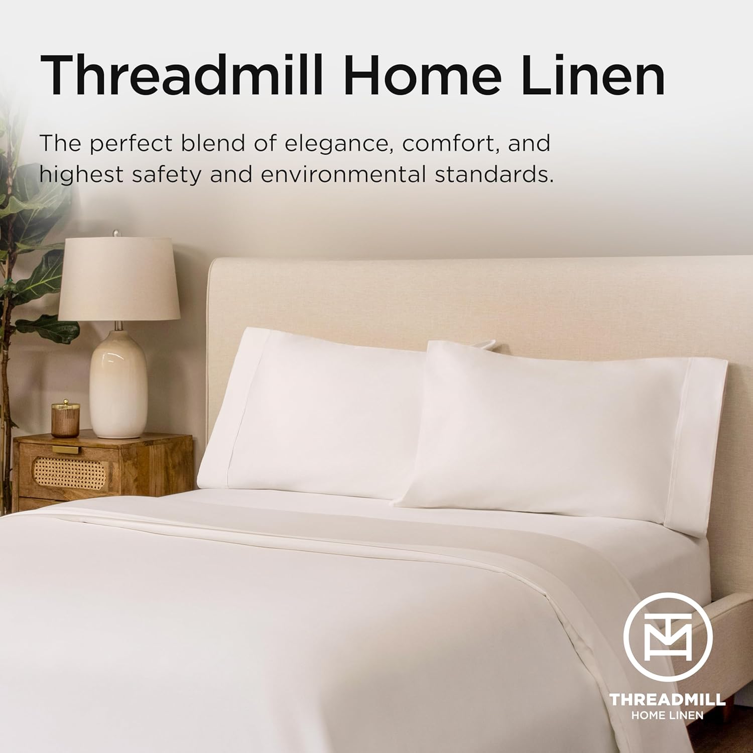 Threadmill 100% American Certified Supima Cotton Sheets King Size - 1200 Thread Count, 4Pc King Size Sheets Set, Smooth Sateen, Ultra Luxury Bed Sheets, 17" Deep Pocket King Sheet Set - White Sheets