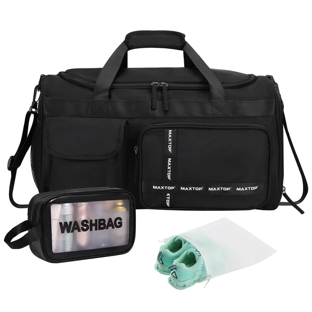 MAXTOP Gym Bag for Women Men Travel Duffle Bag Large Capacity Carry On Weekender Overnight Bag With Shoe Compartment Gym Tote Dry Wet Separation Duffel Bag for Travel