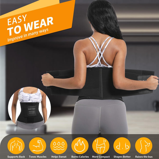 Women's Waist Trainer Corset, Tummy Control Shapewear Belt for Workout, Black