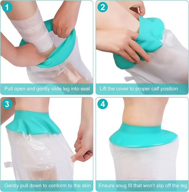 Waterproof Leg Cast Cover for Showering, Reusable Shower Sleeve for Lower Leg After Surgery, Watertight Non-Slip Adult Fracture Protector Bag, Water Proof Medical Covers for Calf/Ankle/Wound/Bandages