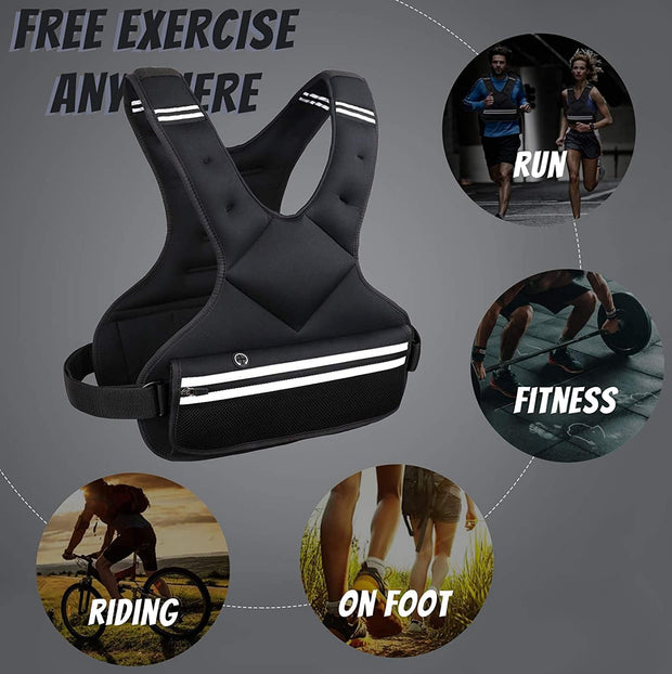 JoyPlus Adjustable Weight Vest,Strength Training Running Vest, Workout Equipment, Sport Exercise, Fitness, Weight Loss for Men 12LB, Women 8LB, Velcro or Buckle