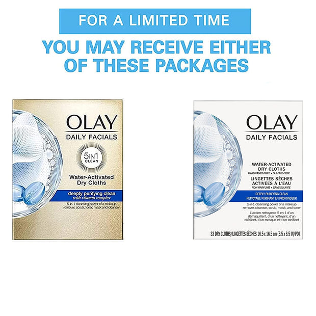 Olay Daily Deeply Clean 2-in-1 Water Activated Cleansing Face Cloths 33ct (Pack of 4)