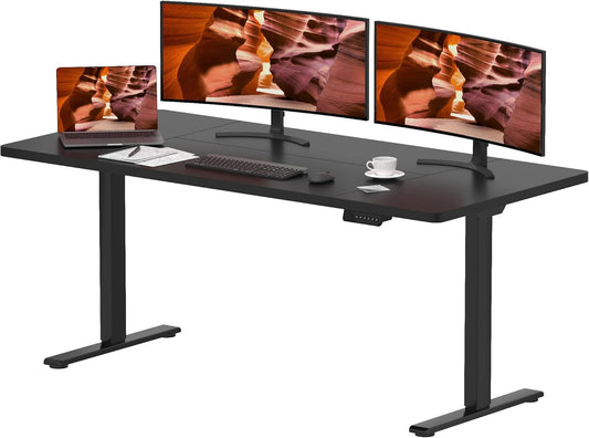 Dual Motor Standing Desk, Large Stand Up Desk, 71x31 Inches Electric Sit Stand Desk, 4 Memory Preset Adjustable Height Desk Home Office Desks(Black)