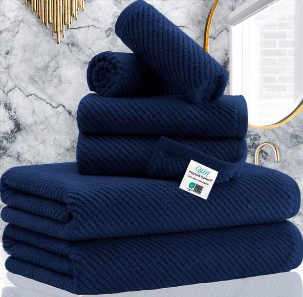 Towels for Bathroom - 100% Cotton | Lightweight | Thick | Soft, Quick Dry Towels, Bath Towel Set of 6 Large, 2 Bath 30"x56", 2 Hand 18"x28", 2 Washcloths 13"x13", Luxury Shower Towel Set, Aqua Teal