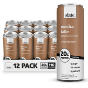 Slate Milk - High Protein Iced Coffee - Energy Variety Pack - Caramel Latte, Mocha Latte, Vanilla Latte - 175mg Caffeine, Lactose Free - 20g Protein, 1g Sugar - Protein Coffee - 11 fl oz, 12 Cans