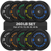 Olympic Rubber Bumper Weight Set - 2 Inch Barbell Plates for Home Gym Strength Training