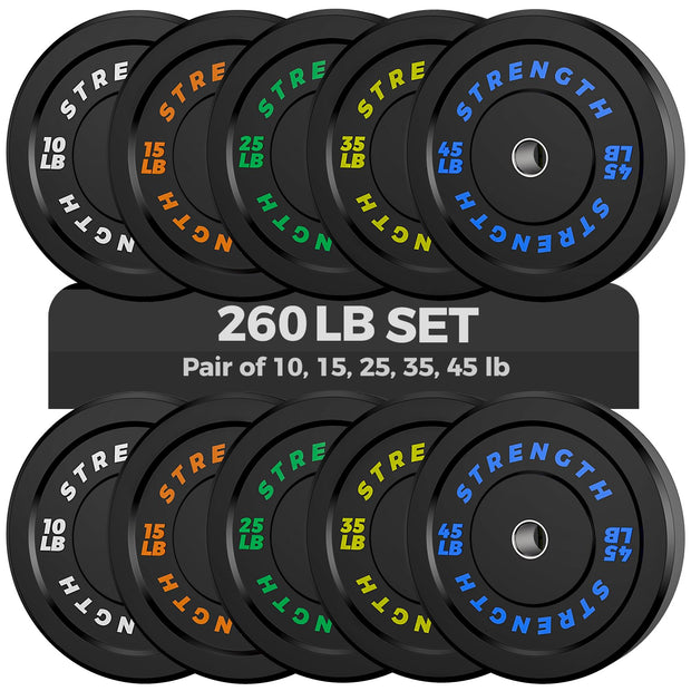 Olympic Rubber Bumper Weight Set - 2 Inch Barbell Plates for Home Gym Strength Training