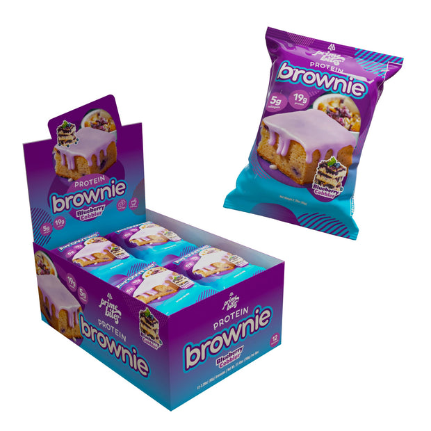 Prime Bites Protein Brownie from Alpha Prime Supplements | High Protein, Collagen Fortified Low Sugar Treat | Delicious Snack | 12 Bars per Box (Variety Pack)