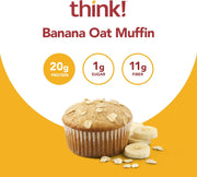 think! Protein Bars, High Protein Snacks, Gluten Free, High Fiber, Banana Oat Muffin, 10 Count