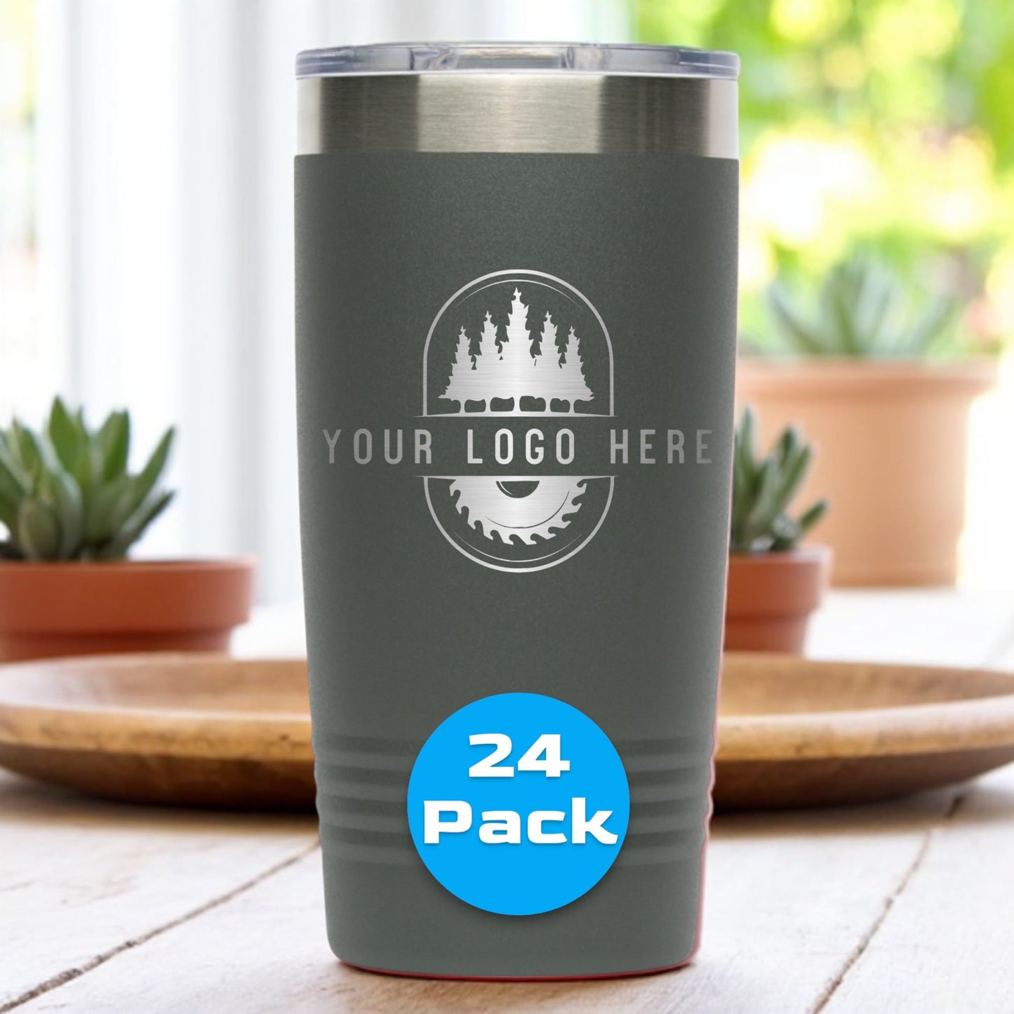 20oz Stainless Steel Tumbler - Upload Your Logo, Custom Engraved, Double Wall Vacuum Insulated Travel Mug, Ideal for Corporate Gifts, Events, and Sports Teams