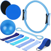 Set of 6 Style Pilates Home Equipment Set Pilates Essential Kit Workout Accessories 14 Magic Circle Mini Exercise Ball Yoga Strap Silicone Tension Strip Tension Band Sliding Plate