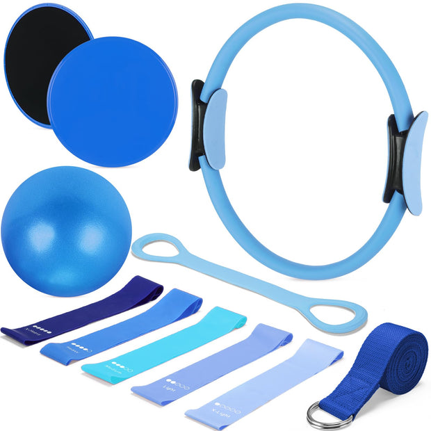 Set of 6 Style Pilates Home Equipment Set Pilates Essential Kit Workout Accessories 14 Magic Circle Mini Exercise Ball Yoga Strap Silicone Tension Strip Tension Band Sliding Plate