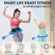 U2-26 Knots 19”- 56”, Weighted Hula Hoop for Adults Weight Loss, Infinity Hoop Plus Size, Children Adults Home Outdoors, Fun Fitness Exercise, Abdominal Toner,Free Waist Trimmer&Wash Bag