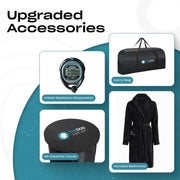 Recovery Long Pod XXL, Cold Plunge Ice Bath Tub for Athletes and Adults, Inflatable Cold Therapy Ice Barrel with Protective Lid Cover, Hooded Bathrobe, Stopwatch, Anti-Slip Mat