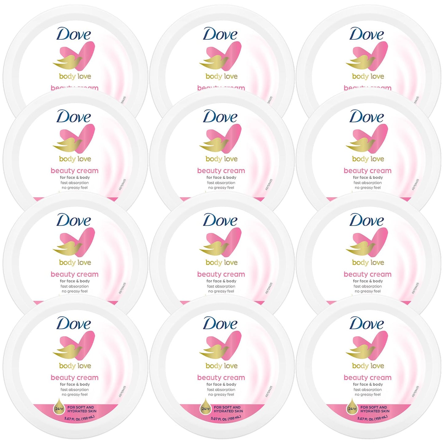 Dove Lotion, Beauty Cream - Light, Fast-Absorbing Face and Body Cream for Normal to Dry Skin, 24-Hour Moisture, Travel Size, 2.53 Fl Oz (Pack of 12)