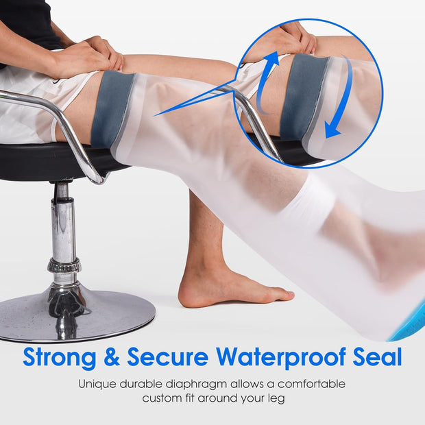 Waterproof Cast Cover for Shower Ankle Wound Protector Bath Adult Watertight Cast Bag Showering for Surgery Foot, Ankle, Burns Reusable (A-Foot)