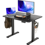 INNOVAR Electric Standing Desk, Adjustable Height Stand up Desks, 48 x 24 Inches Sit Stand up Desk for Home Office Computing, 3-Preset Memory Height Ergonomic Rising Desks, Black
