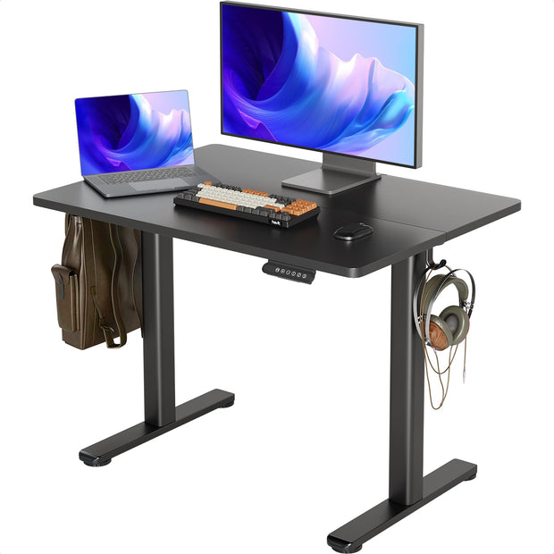INNOVAR Electric Standing Desk, Adjustable Height Stand up Desks, 48 x 24 Inches Sit Stand up Desk for Home Office Computing, 3-Preset Memory Height Ergonomic Rising Desks, Black
