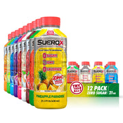 SueroX Zero Sugar Electrolyte Drink for Hydration and Recovery, Unique Blend of Electrolytes & 8 Ions, Zero Calorie Sports Drink, 21.3 Fl Oz, Variety Pack, 12 Count