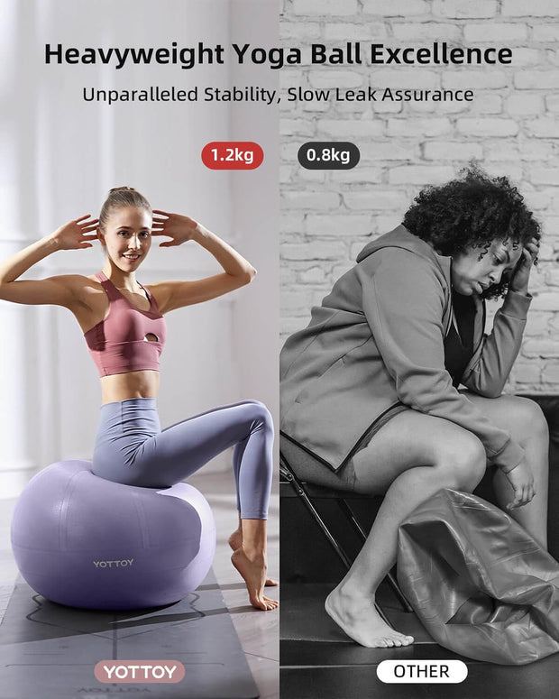 YOTTOY Anti-Burst Exercise Ball for Working Out, Yoga & Pregnancy, Extra Thick Workout Ball for Physical Therapy & Fitness