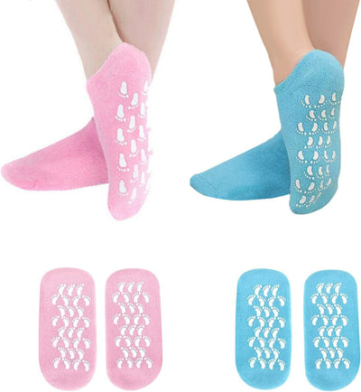 Moisturizing Socks, 2 Pairs Moisturizing Gel Socks，Soft Feet Moisturizer Spa & Pedicure Socks for Dry Cracked Heels, Calluses,Gel Spa Socks for Repairing (Blue&Pink)