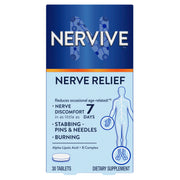 Nervive Nerve Relief, Reduces Occasional Nerve Discomfort in as Little as 7 Days, Stabbing/Pins and Needles, Burning in Hands and Feet*†, Alpha Lipoic Acid, B Vitamins, Turmeric, Ginger, 30 Tablets