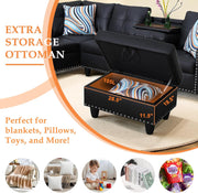 Sectional Sofa Couch, Modern 4-Seaters Living Room Furniture Sets with Chaise Lounge, Ottoman & 2 Pillows | L Shape Couch | Cup Holder | Faux PU Leather, Black