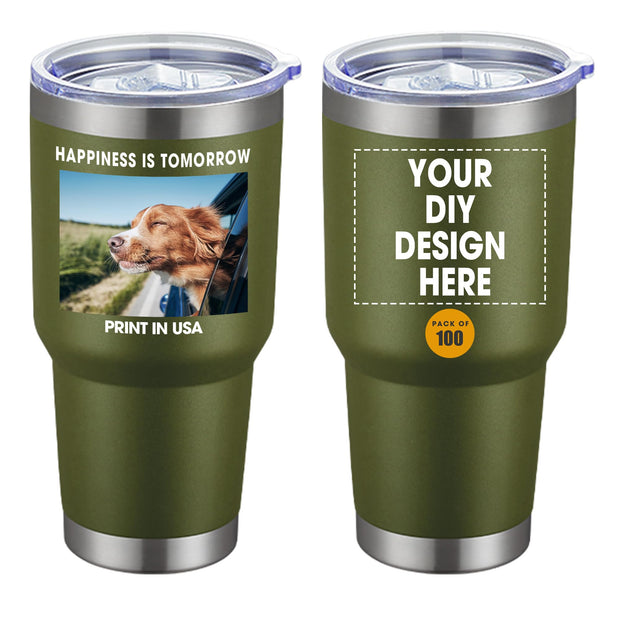 Personalized Custom Tumbler Print in USA 48 Pcs Double Wall Insulated Tumbler 32oz Stainless Steel Coffee Cup with Lid & Straw