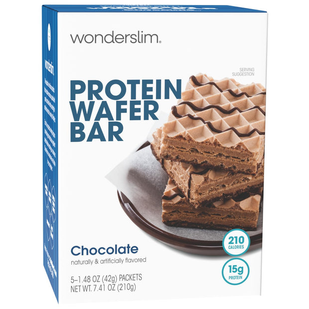 WonderSlim Protein Wafer Snack Bar, Variety Pack, 15g Protein, 5 Flavors, 0mg Cholesterol (5ct)