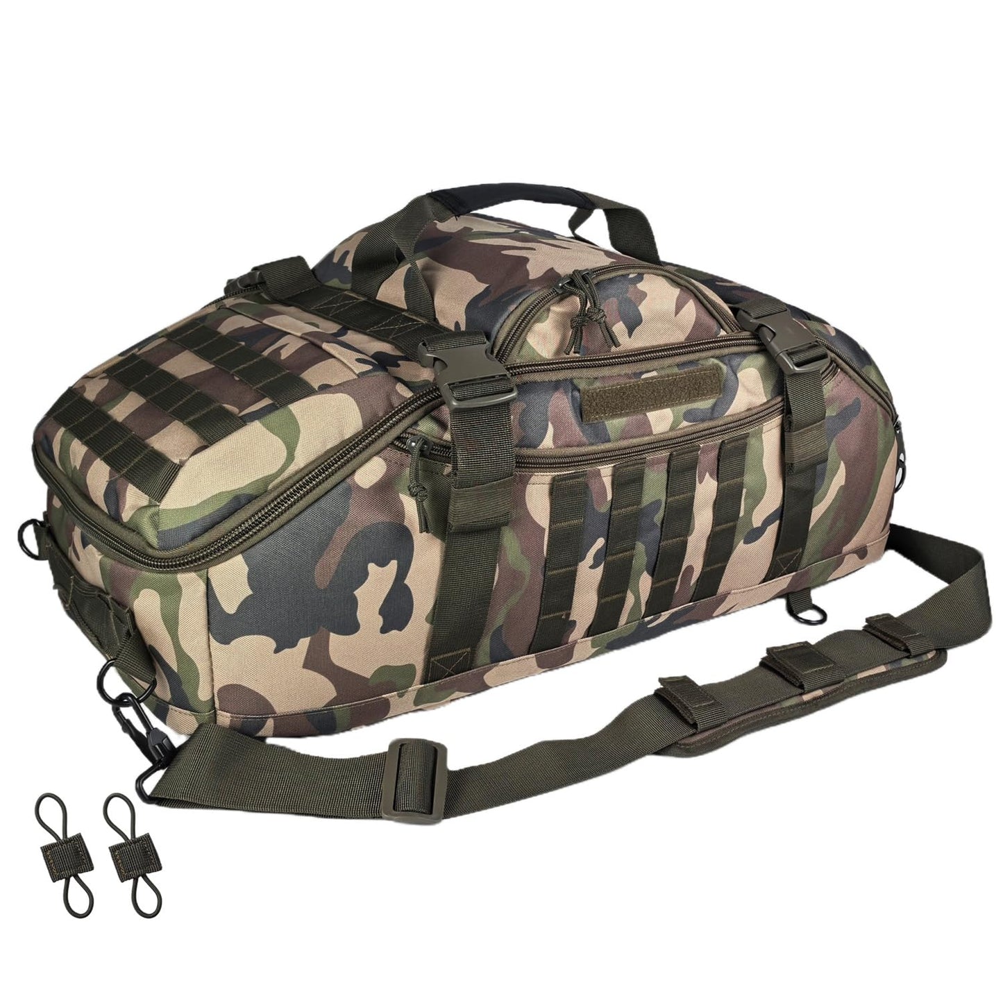 65L Large Duffle Bag, 3-in-1 Tactical Backpack MOLLE Pack for Sports, Gym, Outdoor, Black