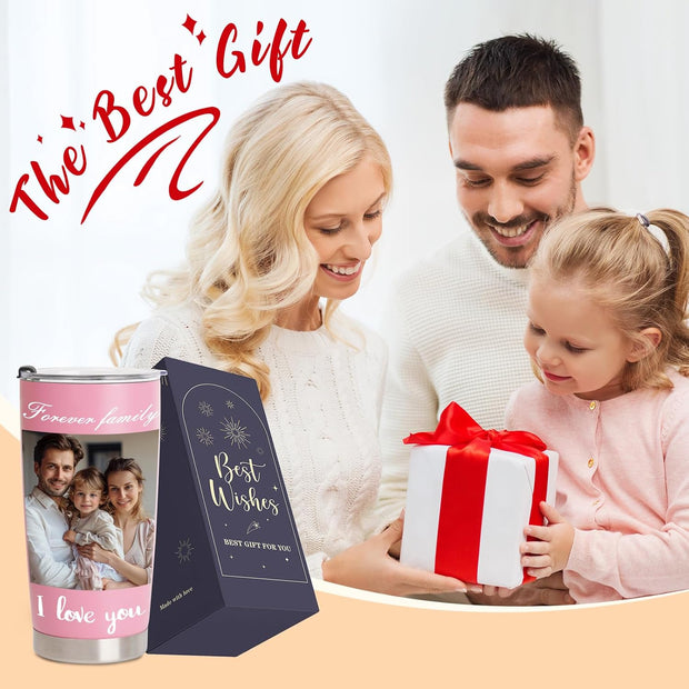 Personalized Coffee Tumbler With Picture Text Name Logo, Custom Photo 20oz Stainless Steel Tumbler With Lid & Insulated, Employee Appreciation Christmas Gifts for Men Women - Customized By Enterprise