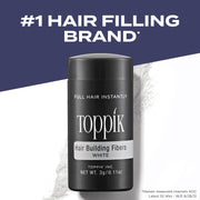 Toppik Hair Building Fibers, White, 12g Fill In Fine or Thinning Hair, Instantly Thicker, Fuller Looking, 9 Shades for Men & Women, Keratin Protein Formula