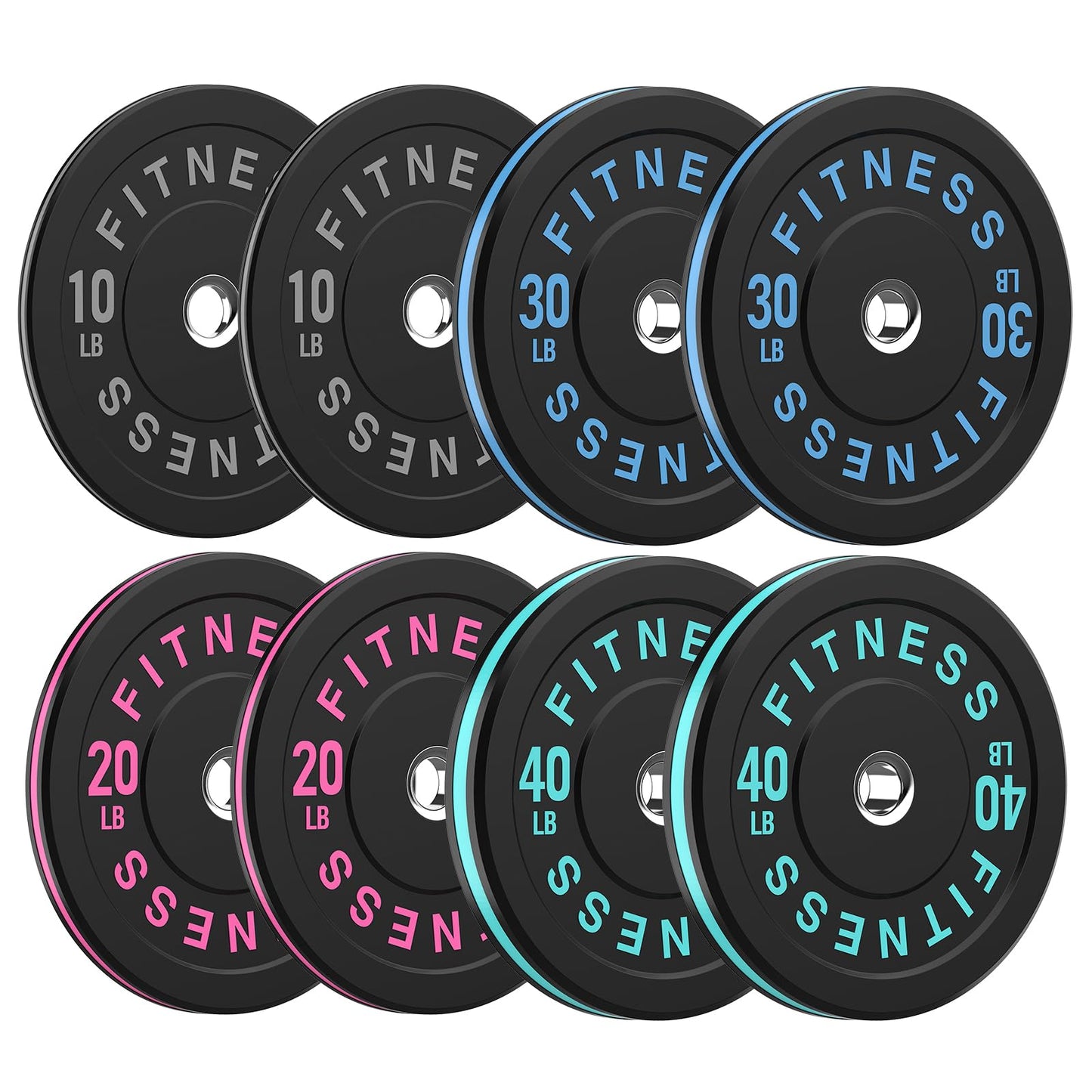 2 Inch Bumper Plates，10-500lbs，Barbell Rubber Olympic Weight Plates Set for Home Gym, Strength Training & Weight Lifting, Multiple Options Colors