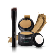 THICK FIBER Root Touch Up Powder - Water & Sweat Resistant Hair Loss Concealer Set for Thinning Hair Women, Includes Brush (Black)