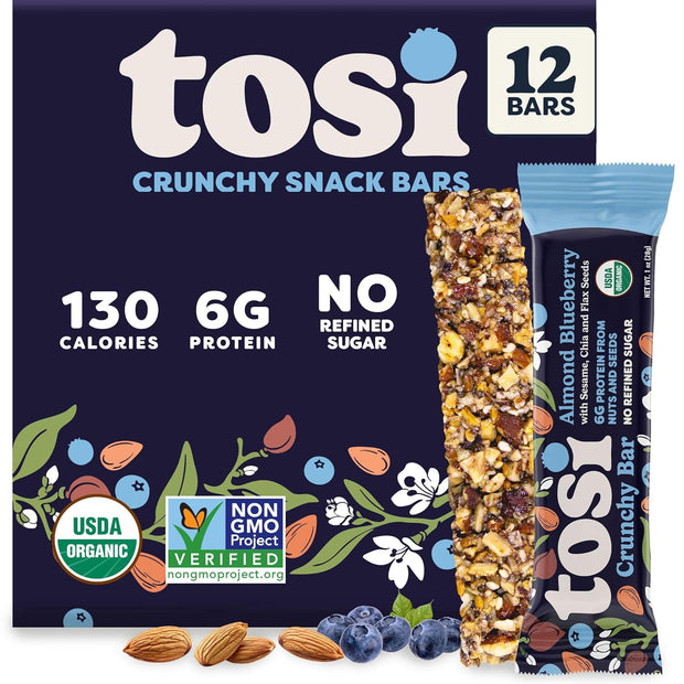 Tosi Nut Bars, Cashew Coconut, Healthy Snacks for Adults & Kids, Plant Based Crunchy Bars (6G Protein), Organic Keto Snacks, Vegan, Gluten & Soy Free, Low Sugar, Omega 3s, 1oz, 12-Pack
