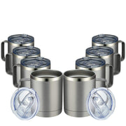 MEWAY 12oz Coffee Mug With Handle and Sliding Lid,Stainless Steel Travel Tumbler Cup with Handle,Double Wall Vacuum Insulated Camping Cup for Hot & Cold Drinks Tea (Purple,Set of 1)