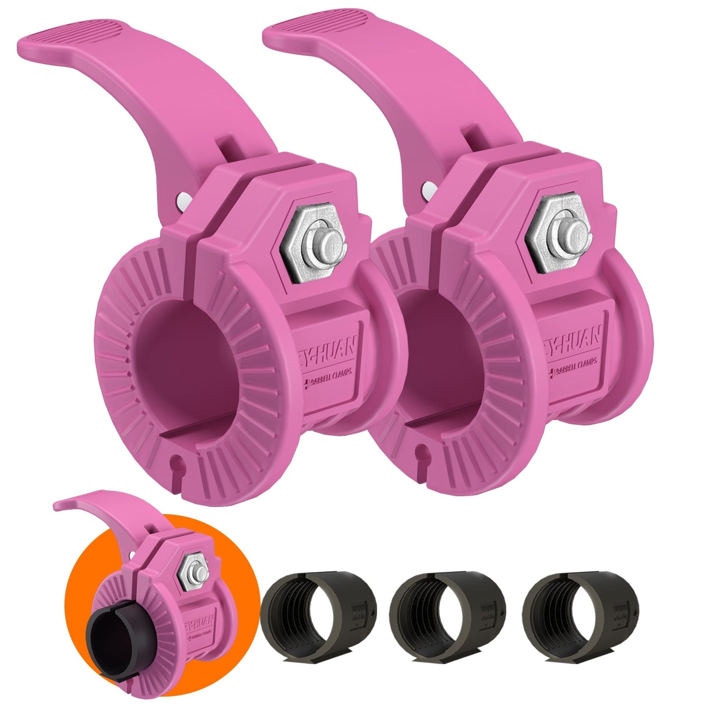 Barbell Clips 1 Inch Quick Release Weight Clamps 0.9-1.18inch Multi-Size Adjustable Olympic Clamps for Bars