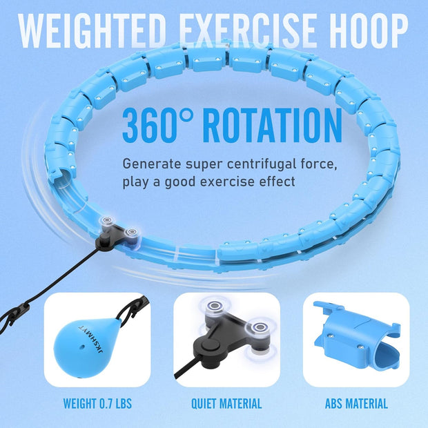 JKSHMYT Weighted Hula Circle Hoops for Adults Weight Loss, Infinity Fitness Hoop Plus Size 47 Inch, 24 Detachable Links, Exercise Hoop Suitable for Women and Beginners