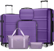 Kono 3 Piece Luggage Sets Expandable(only 28") Lightweight with Spinner Wheels TSA Lock Hardside Travel Rolling Suitcases 20in 24in 28in Carry on Pink