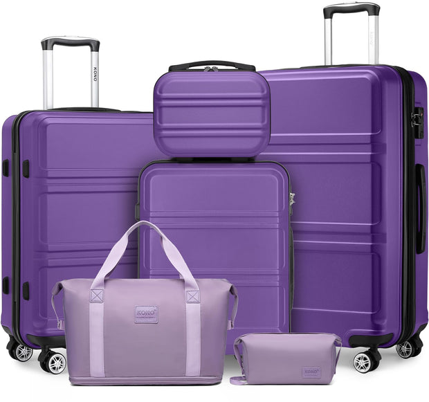 Kono 3 Piece Luggage Sets Expandable(only 28") Lightweight with Spinner Wheels TSA Lock Hardside Travel Rolling Suitcases 20in 24in 28in Carry on Pink