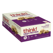 think! Protein Bars, High Protein Snacks, Gluten Free, High Fiber, Peanut Butter Chocolate Chunk, 10 Count