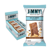 JiMMYBAR! - Cookies N Cream Protein Bars 19g Protein Bar - 7g Low Sugar - 12 Count - 58g Health Bars - Functional Snack with Real Food Ingredients - Hand-Drizzled Chocolate - Made With Real Peanuts