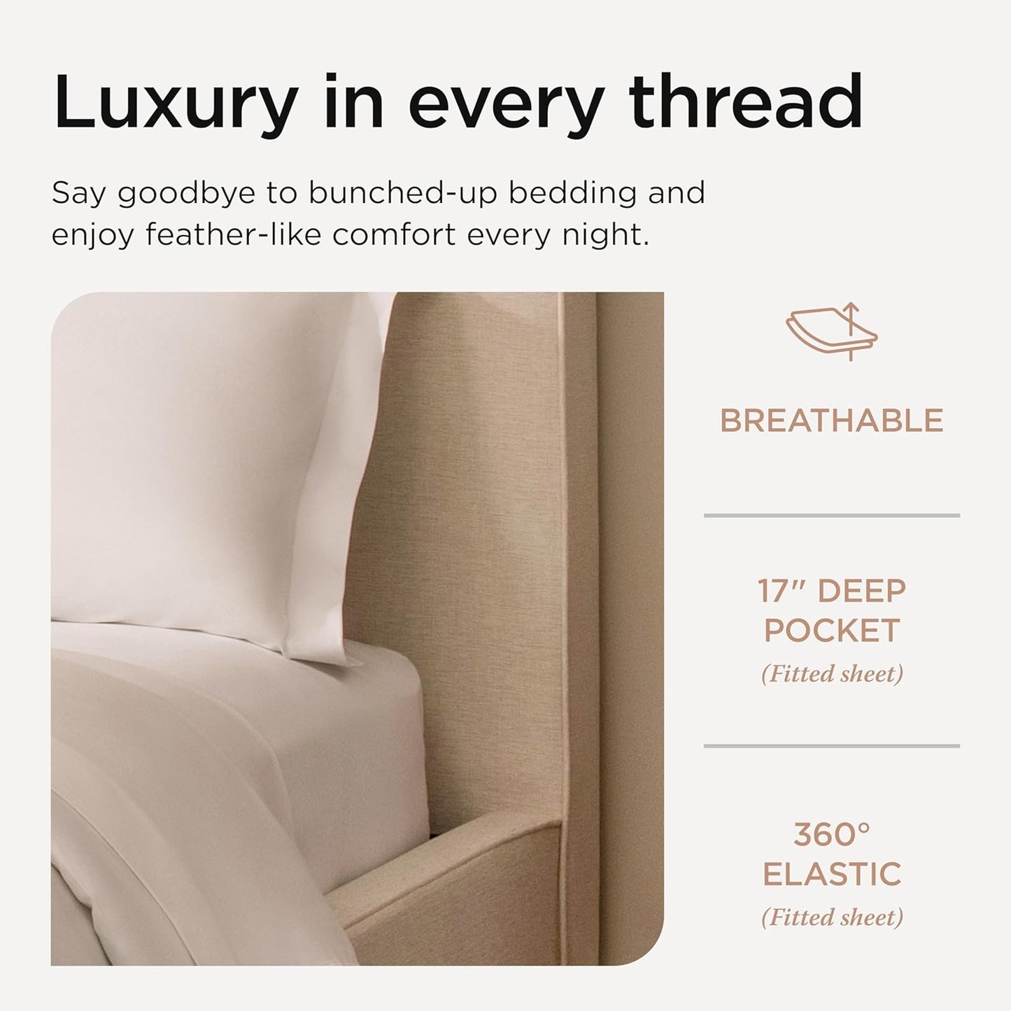 Threadmill 100% American Certified Supima Cotton Sheets King Size - 1200 Thread Count, 4Pc King Size Sheets Set, Smooth Sateen, Ultra Luxury Bed Sheets, 17" Deep Pocket King Sheet Set - White Sheets