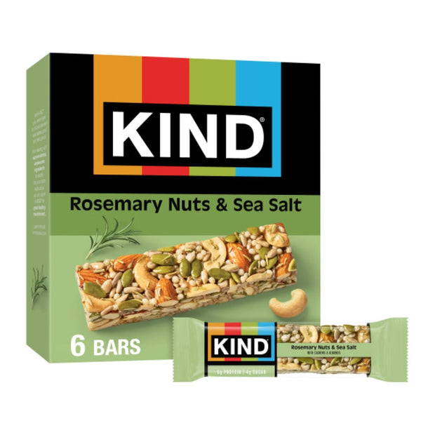 KIND Savory Nut Bars, Rosemary Nuts & Sea Salt, Good Source of Fiber, Gluten Free, Low Sugar, 6g Protein, 6 Count