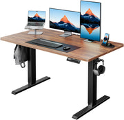 HUANUO 48" x 24" Electric Standing Desk Adjustable Height, 4 Memory Height Settings, Headphone Hook, Cable Manager, Sit Stand Up Desk for Home Office & Computer Workstation, Black