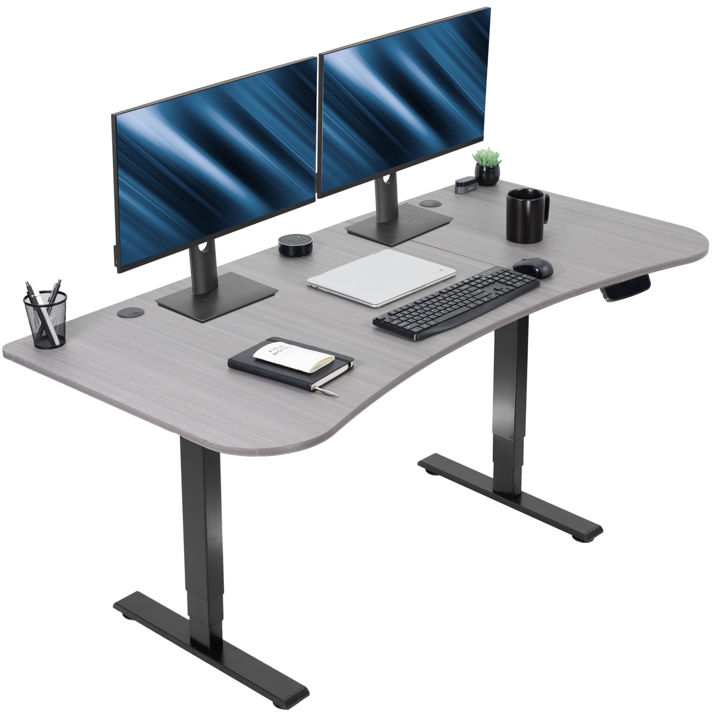 VIVO Electric 63 x 32 in Standing Desk, Memory Height Adjustment, 176 lb Frame Support, 2E Series, Black Top Black Frame, DESK-KIT-2E1B