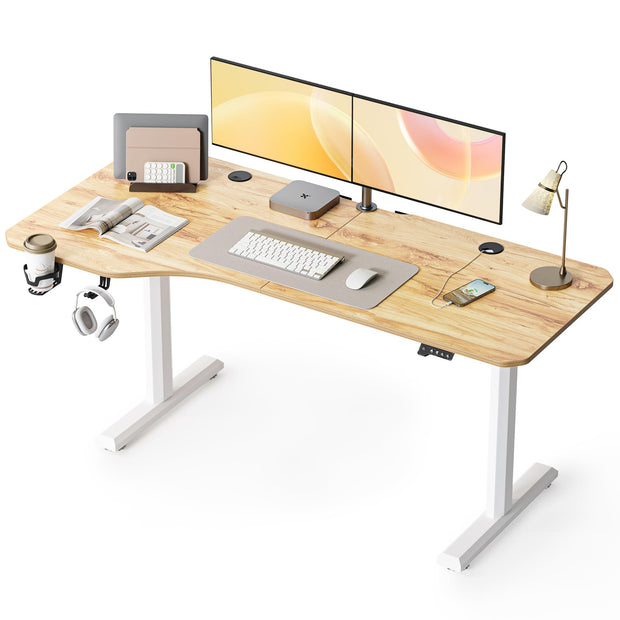 FEZIBO 44 x 24 Inches Standing Desk, Height Adjustable Electric Standing Desk, Stand up Table, Sit Stand Home Office Desk with Splice Board, Light Rustic Brown