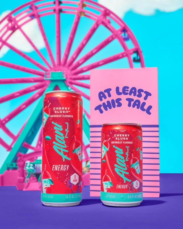 New Alani Mini Energy Drinks, 8.4oz Cans Cherry Slush Flavor Sugar Free, Low Calorie, 100 mg Caffine, Energy Boost Drinks (6 pack) Repackaged By Shadow Hunter